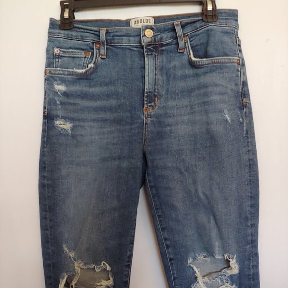AGOLDE Sophie Distressed High Rise Skinny Crop size 29 - Picture 2 of 15